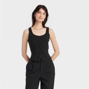 a new day Black Button-Front Top